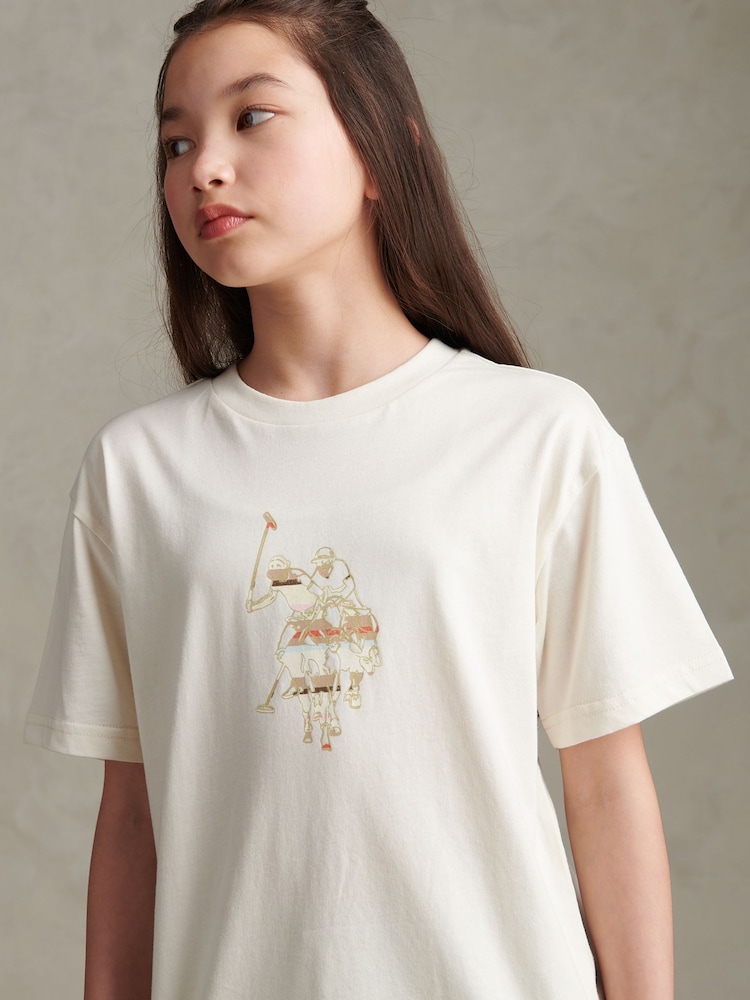 U.S. Polo Assn Cream Oversized DHM Graphic T-Shirt - Image 2 of 6