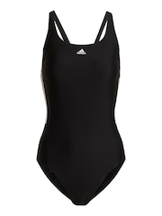 adidas Black Mid 3 Stripes Swimsuit - Image 8 of 8