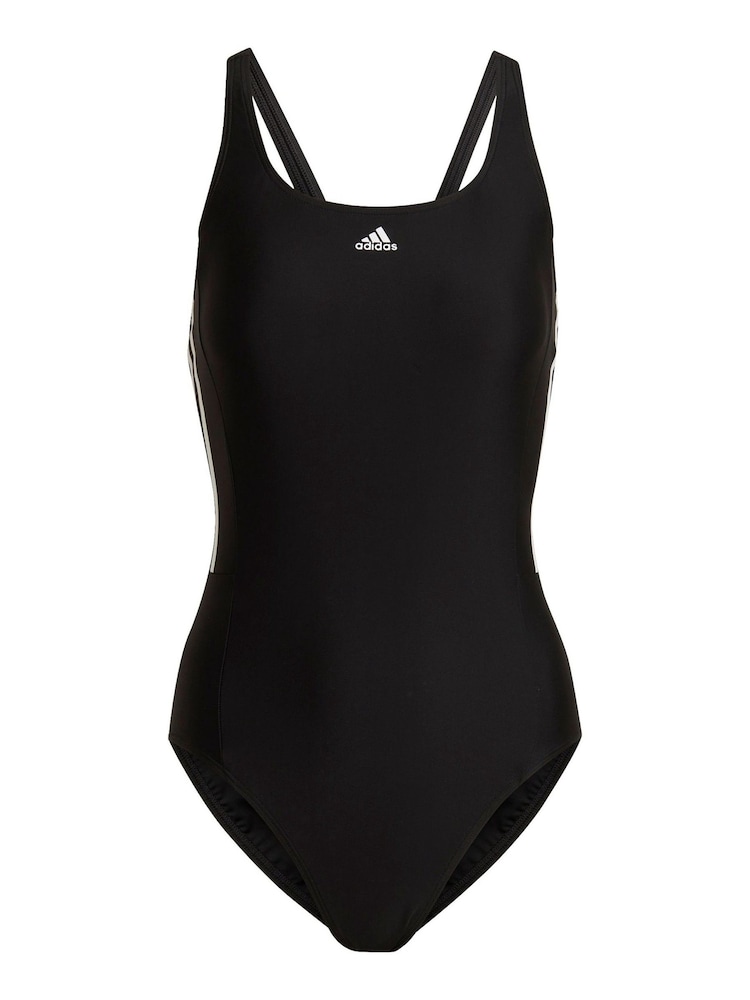 adidas Black Mid 3 Stripes Swimsuit - Image 8 of 8