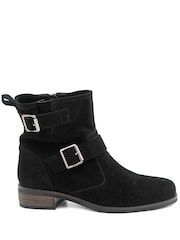 Jones Bootmaker Black Suede Maribel Buckle-Detailed Leather Boots - Image 2 of 6