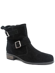 Jones Bootmaker Black Suede Maribel Buckle-Detailed Leather Boots - Image 3 of 6