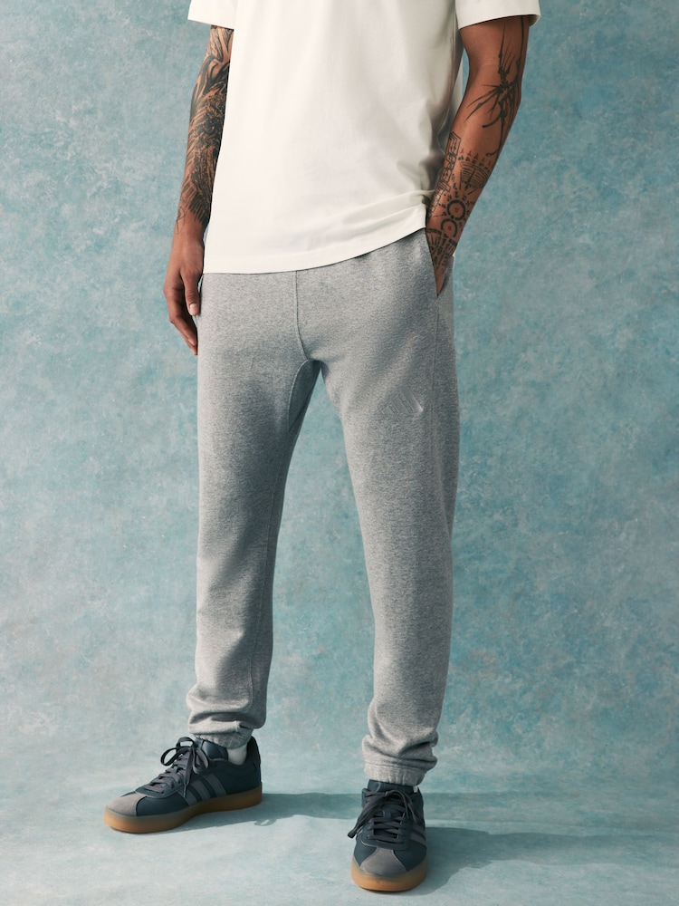 adidas Grey Light All Season French Terry Regular Tapered 100% Cotton Joggers - Image 1 of 6