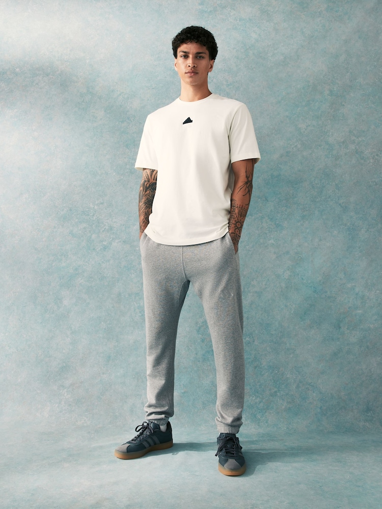 adidas Grey Light All Season French Terry Regular Tapered 100% Cotton Joggers - Image 3 of 6