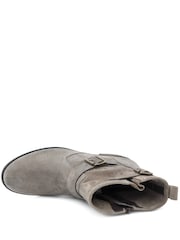 Jones Bootmaker Taupe Suede Maribel Buckle-Detailed Leather Boots - Image 5 of 6