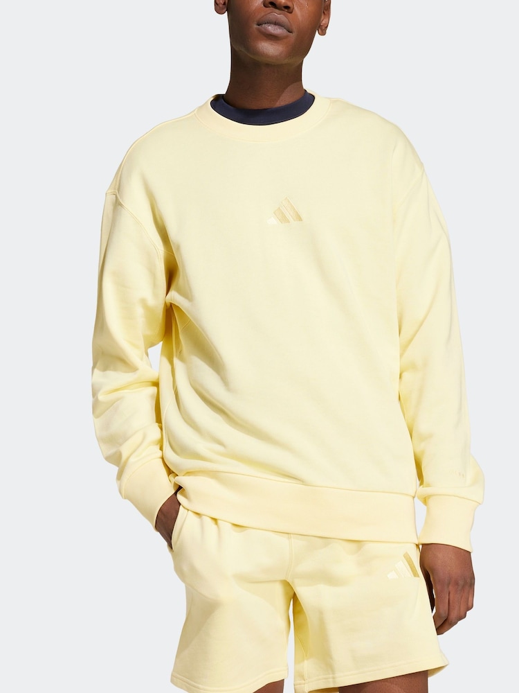 adidas Yellow ALL SZN French Terry Crew 100% Cotton Sweatshirt - Image 3 of 8