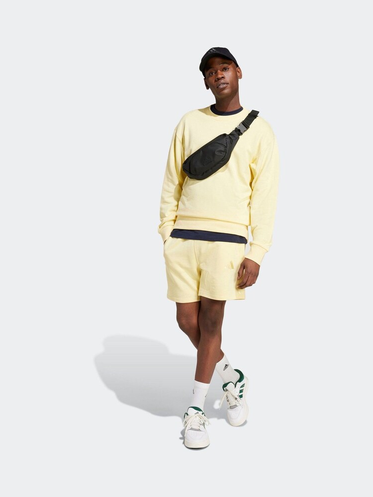 adidas Yellow ALL SZN French Terry Crew 100% Cotton Sweatshirt - Image 4 of 8