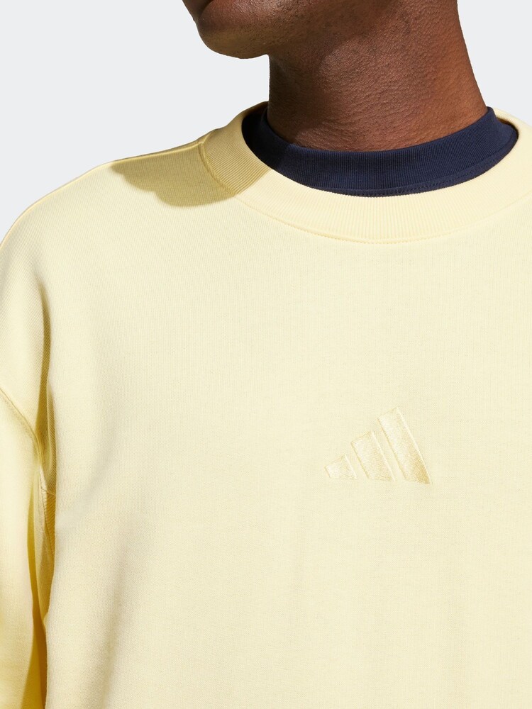 adidas Yellow ALL SZN French Terry Crew 100% Cotton Sweatshirt - Image 7 of 8