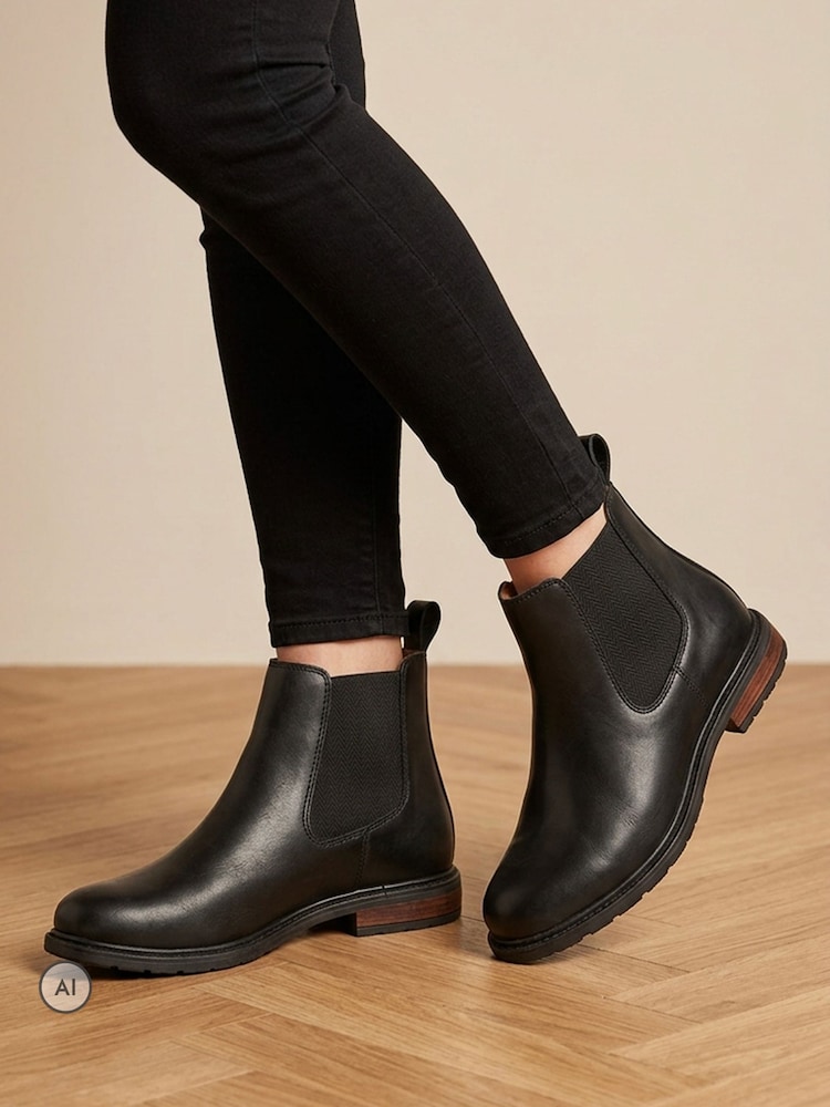 Jones Bootmaker Black Wide Fit Casual Ankle Boots - Image 1 of 6 Jones Bootmaker Black Wide Fit Casual Ankle Boots - Image 1 of 6