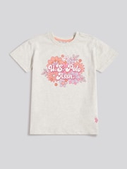 U.S. Polo Assn Grey Floral Graphic Puff Sleeve T-Shirt - Image 6 of 7