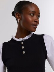 River Island Black Poplin Sleeve Hybrid Top - Image 4 of 6