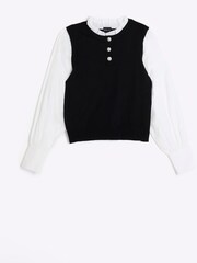 River Island Black Poplin Sleeve Hybrid Top - Image 5 of 6