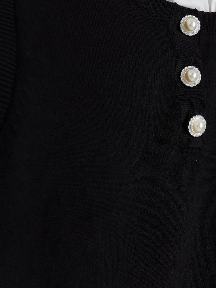 River Island Black Poplin Sleeve Hybrid Top - Image 6 of 6 River Island Black Poplin Sleeve Hybrid Top - Image 6 of 6