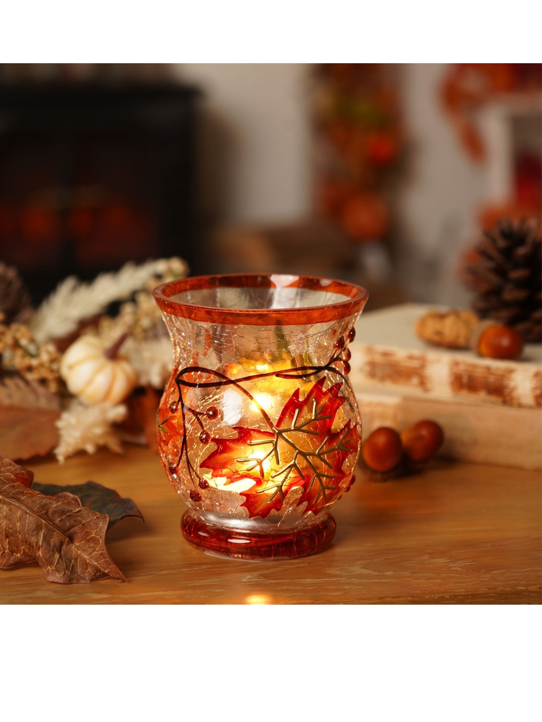 Rackhams Orange/Red/Brown Autumn Leaf Votive Holder - Image 4