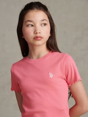 U.S. Polo Assn Pink Lettuce Hem T-Shirt - Image 2 of 6