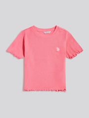 U.S. Polo Assn Pink Lettuce Hem T-Shirt - Image 5 of 6
