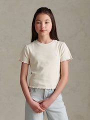 U.S. Polo Assn Cream Lettuce Hem T-Shirt - Image 1 of 6