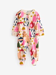 Multi Christmas Fa Laa 100% Cotton Sleepsuit - Image 1 of 1