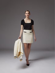 LK Bennett Cream Charlee Cotton Blend Tweed Skirt - Image 1 of 4
