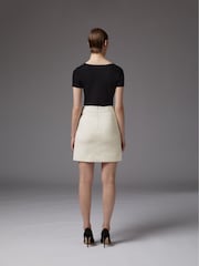 LK Bennett Cream Charlee Cotton Blend Tweed Skirt - Image 2 of 4