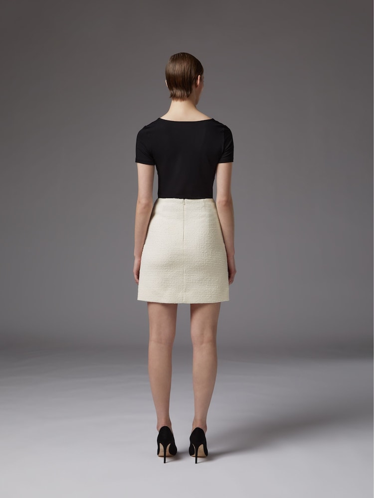 LK Bennett Cream Charlee Cotton Blend Tweed Skirt - Image 2 of 4