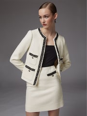LK Bennett Cream Charlee Cotton Blend Tweed Skirt - Image 3 of 4