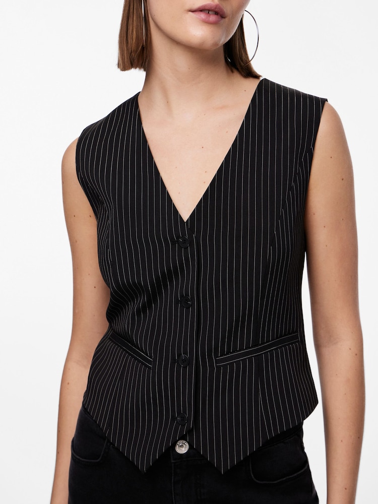 PIECES Black Pinstripe Tailored Waistcoat - Image 2 of 5 PIECES Black Pinstripe Tailored Waistcoat - Image 2 of 5