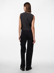 PIECES Black Pinstripe Tailored Waistcoat - Image 4 of 5