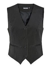 PIECES Black Pinstripe Tailored Waistcoat - Image 5 of 5