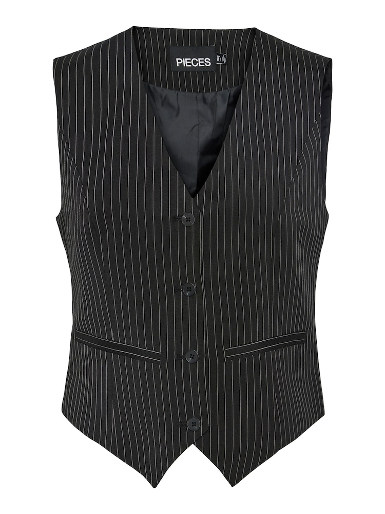 PIECES Black Pinstripe Tailored Waistcoat - Image 5 of 5 PIECES Black Pinstripe Tailored Waistcoat - Image 5 of 5