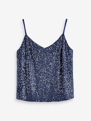 Yumi Blue Sequin Vest Top - Image 4 of 4