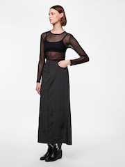 PIECES Black Pinstripe Tailored Midi Skirt - Image 2 of 6