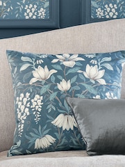 Laura Ashley Seaspray Blue Square Parterre Printed Cushion - Image 1 of 6