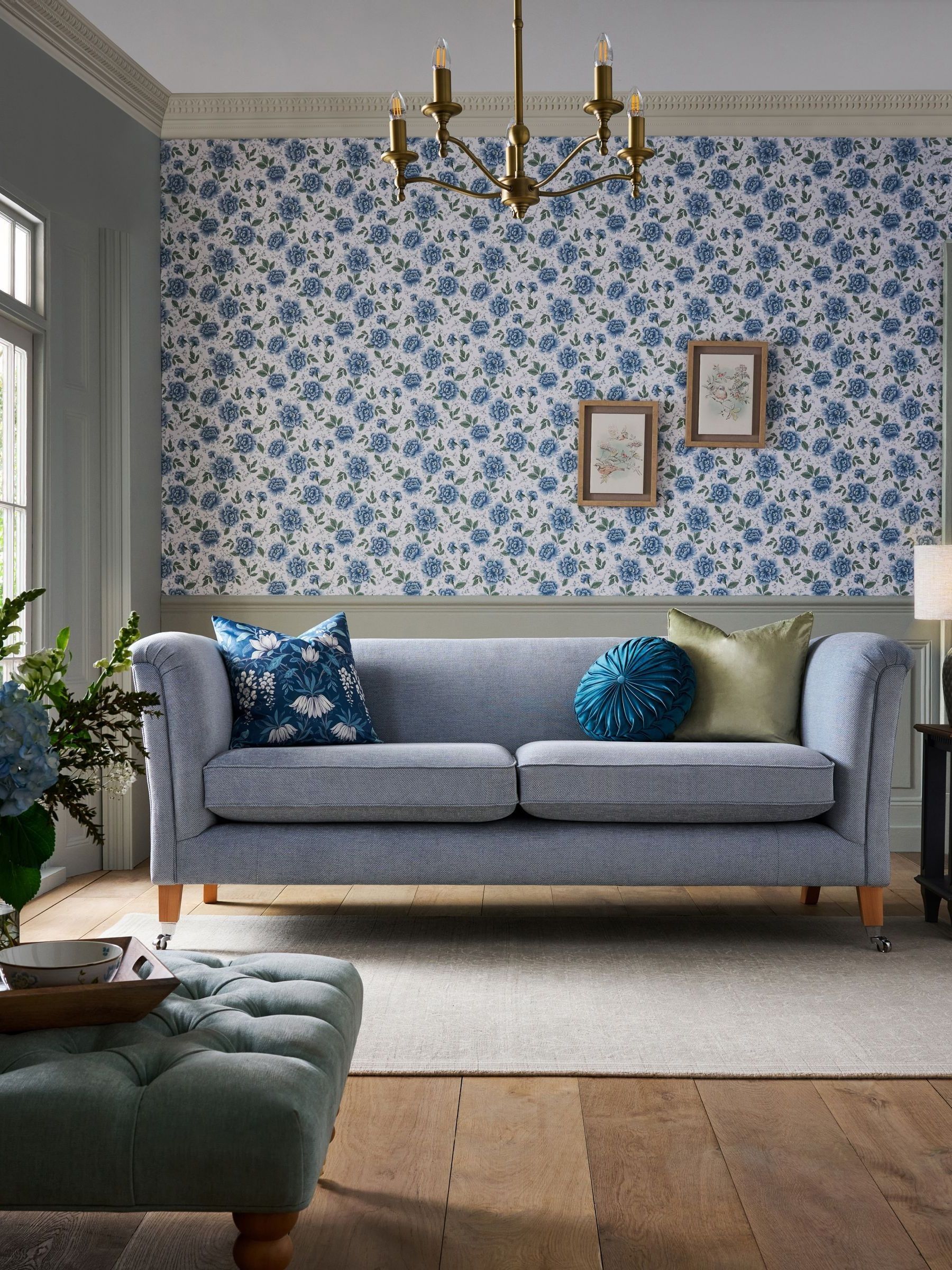 Buy Laura Ashley Blue Seaspray Square Parterre Printed Cushion