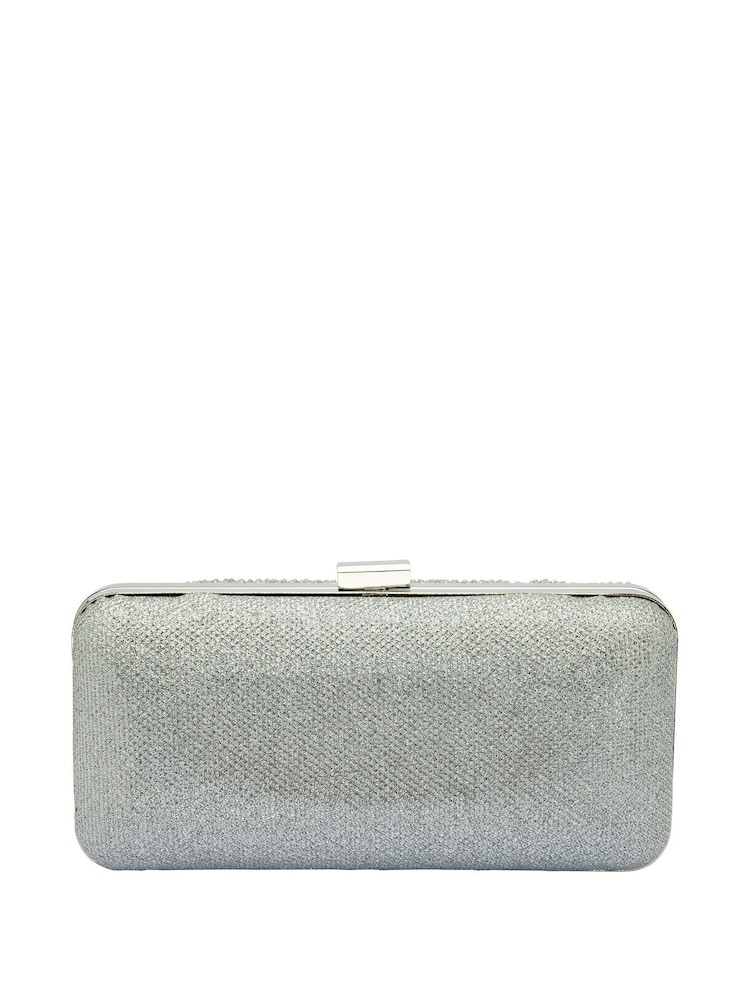 Lotus Silver Clutch Bag with Chain - Image 2 of 4