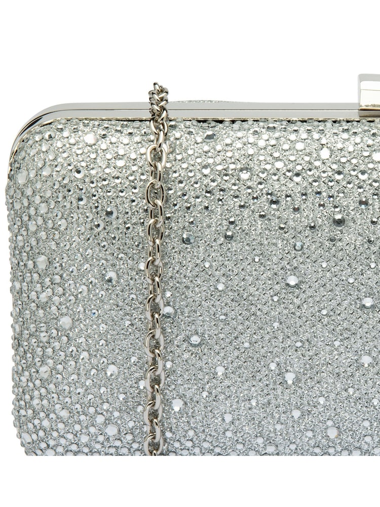 Lotus Silver Clutch Bag with Chain - Image 4 of 4