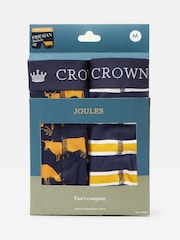 Laivasto/Keltainen - Joules Crown Joules Pack of Two Cotton Bokserit - Kuva 1 / 4