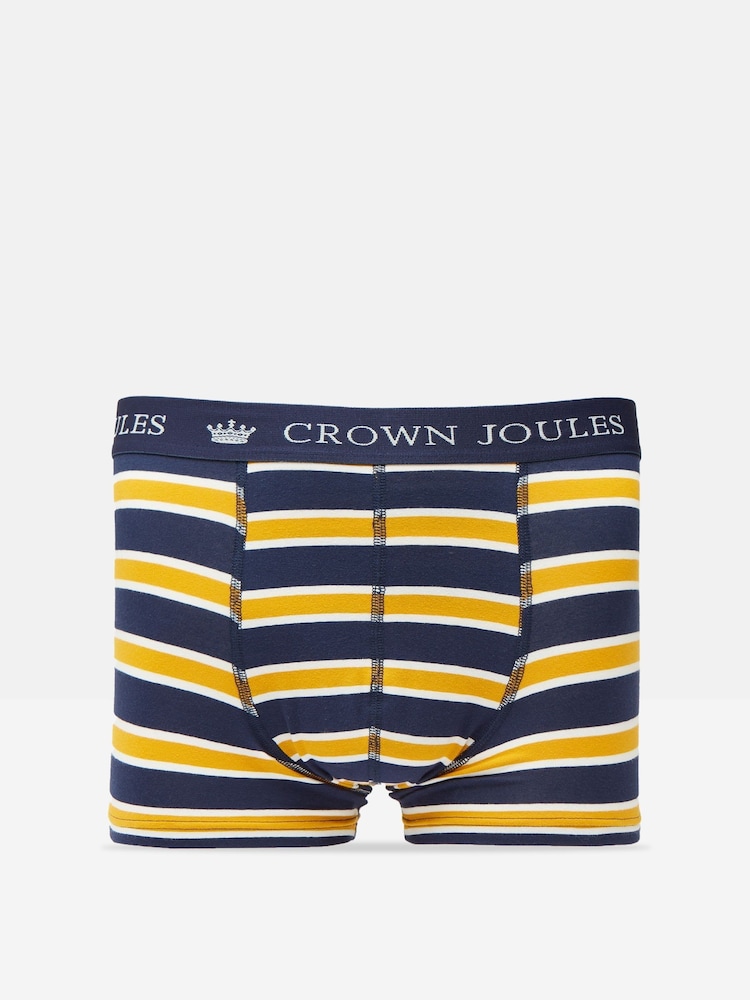 Joules Crown Joules Navy/Yellow Pack of Two Cotton Boxers - Image 3 of 4