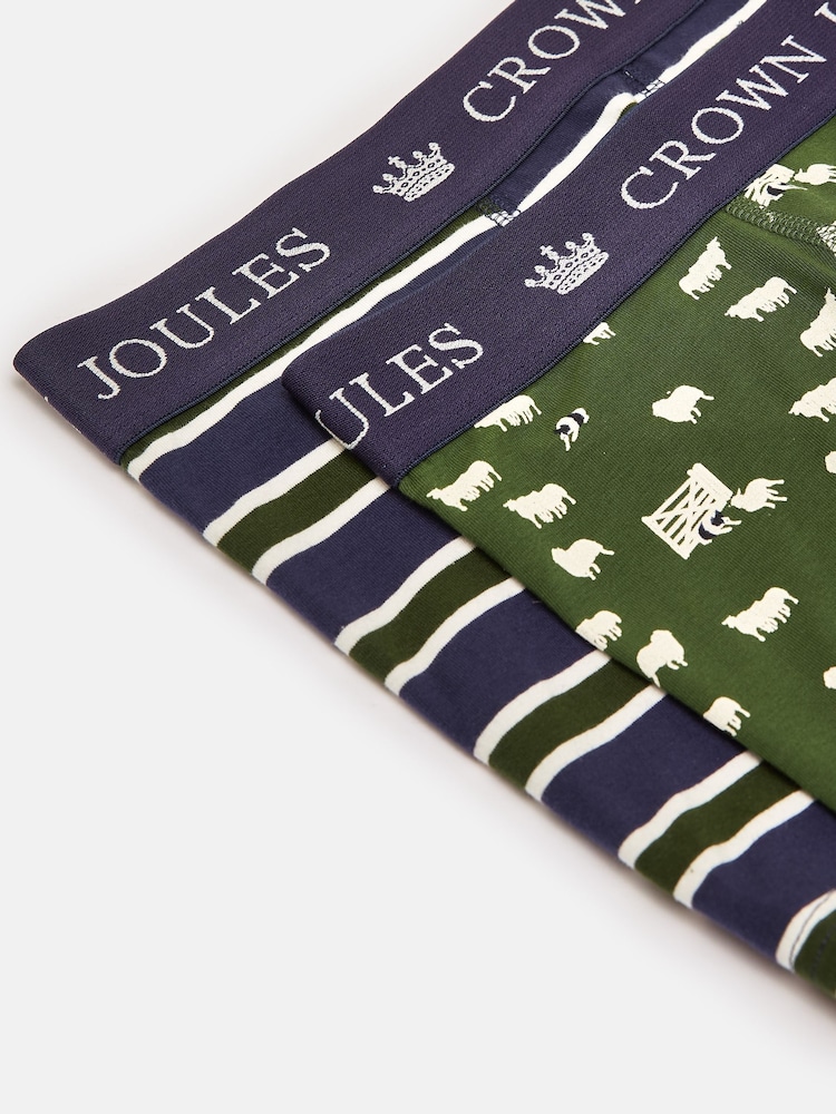 Vihreä/laivasto - Joules Crown Joules Pack of Two Cotton Bokserit - Kuva 4 / 4