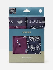 Joules Crown Joules Navy/Purple Pack of Two Cotton Boxers - Image 1 of 4