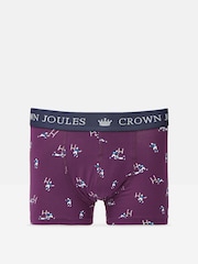 Joules Crown Joules Navy/Purple Pack of Two Cotton Boxers - Image 2 of 4