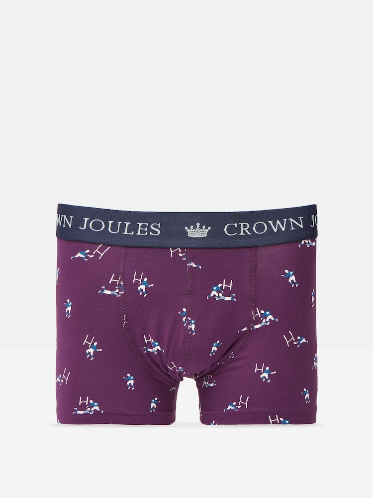 Joules Crown Joules Navy/Purple Pack of Two Cotton Boxers - Image 2 of 4