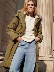 Khaki Green Padded Parka Coat - Image 1 of 7
