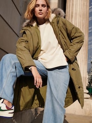 Khaki Green Padded Parka Coat - Image 2 of 7