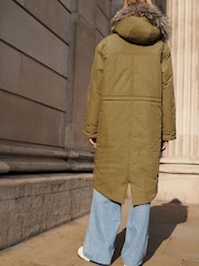 Khaki Green Padded Parka Coat - Image 4 of 7