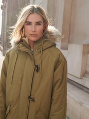 Khaki Green Padded Parka Coat - Image 5 of 7