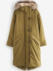 Khaki Green Padded Parka Coat - Image 6 of 7
