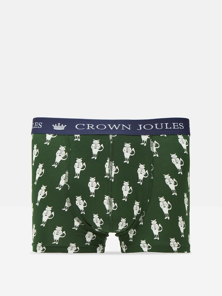 Joules Crown Joules Purple/Green Pack of Two Cotton Boxers - Image 2 of 4