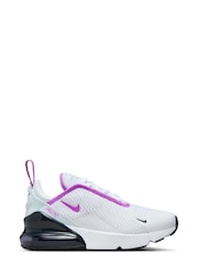 Nike White/Purple Air Max 270 Junior Trainers - Image 1 of 8
