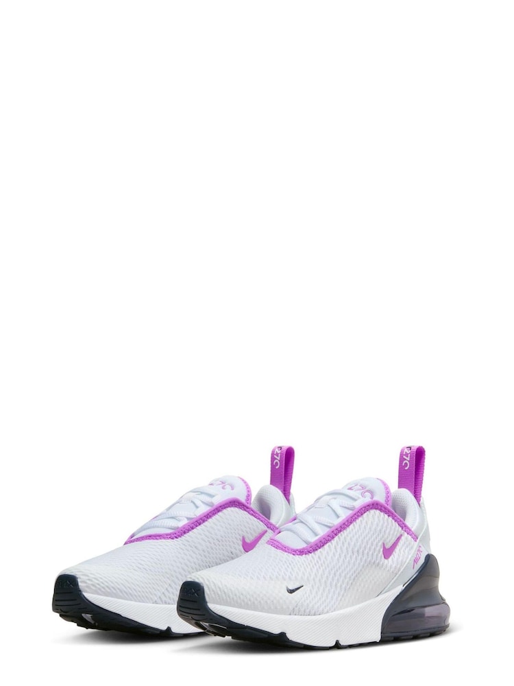 Nike White/Purple Air Max 270 Junior Trainers - Image 3 of 8