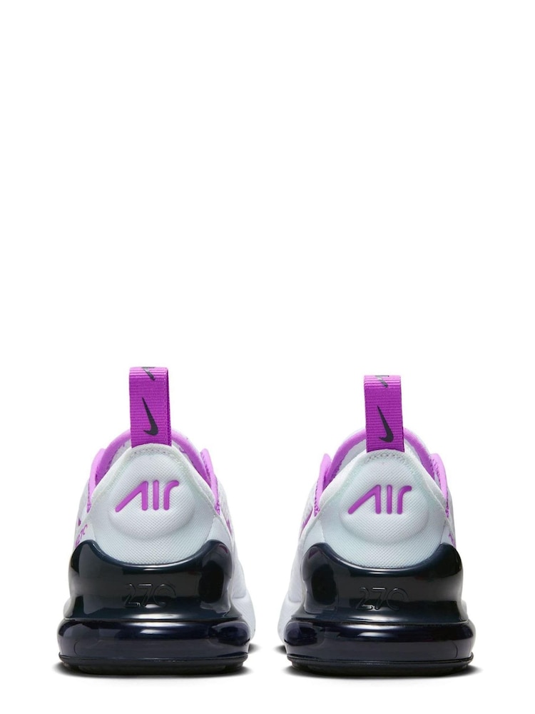 Nike White/Purple Air Max 270 Junior Trainers - Image 4 of 8